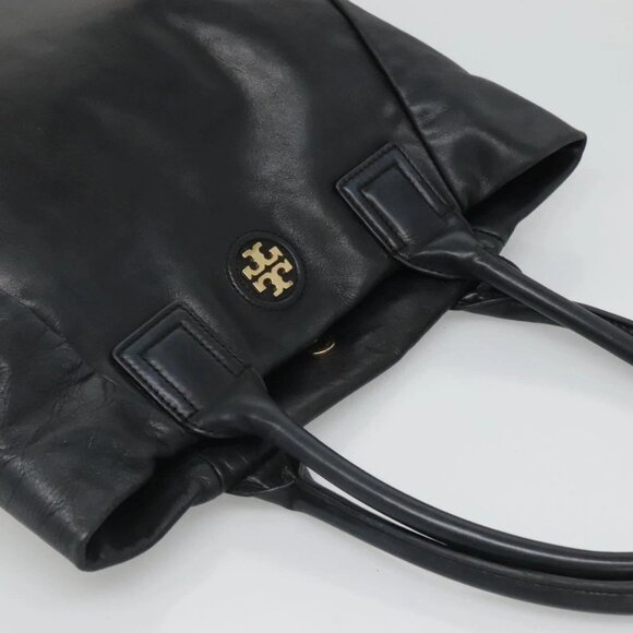 TORY BURCH Tote Bag Leather Black Gold Auth - Picture 7 of 16